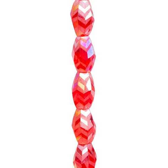 Red Glass Faceted Oval Beads, 11mm by Bead Landing™